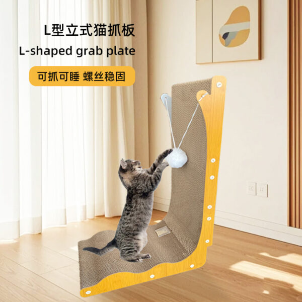Oversized L-shaped cat scratching board with hairball - Image 11