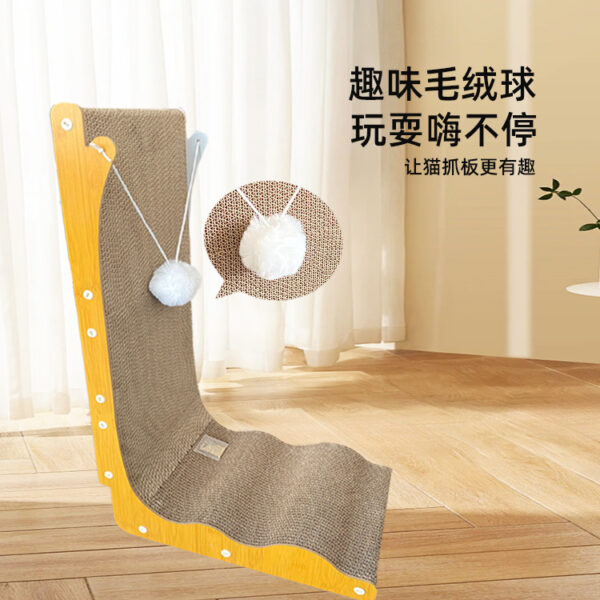 Oversized L-shaped cat scratching board with hairball - Image 9