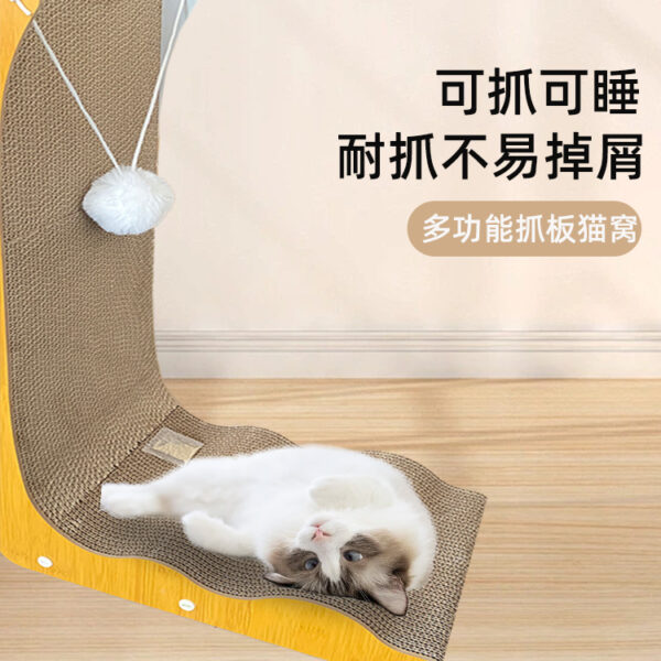 Oversized L-shaped cat scratching board with hairball - Image 8