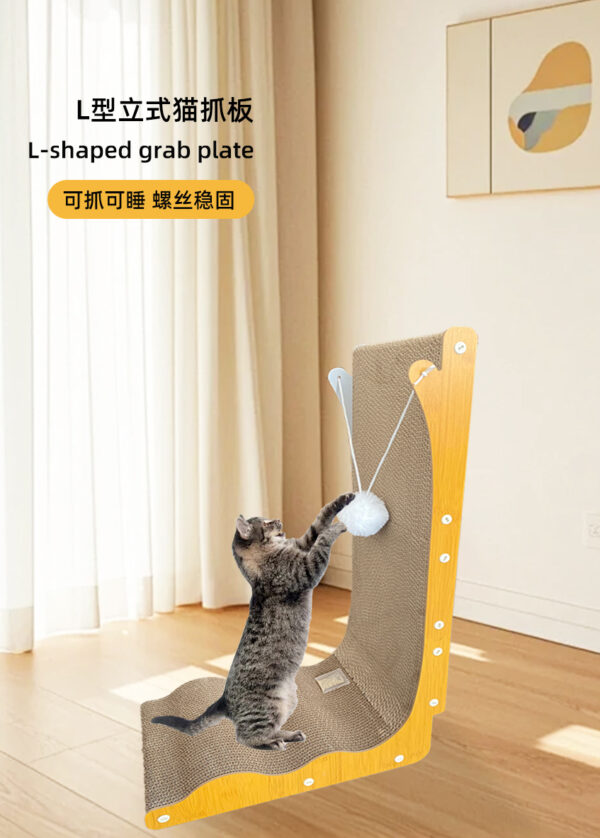 Oversized L-shaped cat scratching board with hairball - Image 7