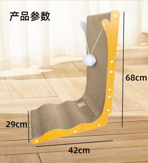 Oversized L-shaped cat scratching board with hairball - Image 2